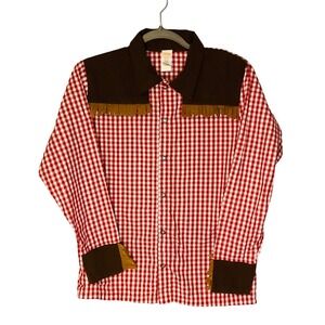 Gymboree cowboy gingham western shirt fringed Halloween costume boys girls 10 12